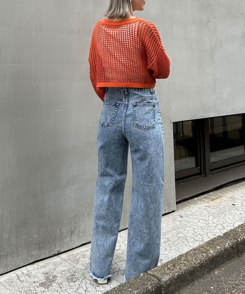 INGNI（イング）の「2WAYショート丈メッシュ柄ニットカーディガン（カーディガン/ボレロ・レディース・ブラック/オフホワイト/オレンジ/ロイヤルブルー・M）」の20枚目の写真