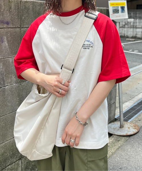 CPCM(シーピーシーエム)の「胸1ポイント刺繍ラグランT(Tシャツ/カットソー・メンズ・ブラック/レッド/グリーン・MEDIUM/LARGE)」の2枚目の写真