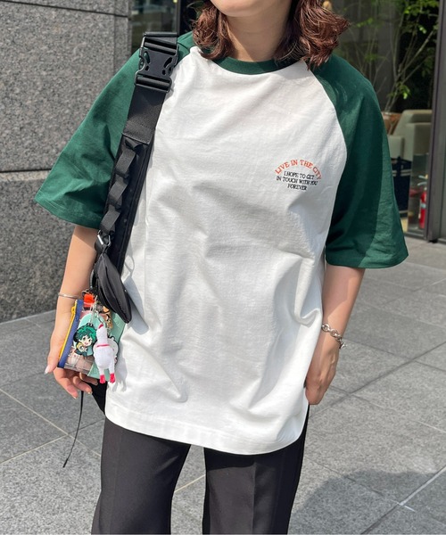 CPCM(シーピーシーエム)の「胸1ポイント刺繍ラグランT(Tシャツ/カットソー・メンズ・ブラック/レッド/グリーン・MEDIUM/LARGE)」の1枚目の写真