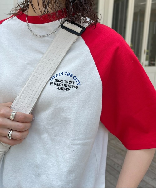 CPCM(シーピーシーエム)の「胸1ポイント刺繍ラグランT(Tシャツ/カットソー・メンズ・ブラック/レッド/グリーン・MEDIUM/LARGE)」の14枚目の写真