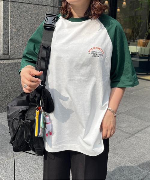 CPCM(シーピーシーエム)の「胸1ポイント刺繍ラグランT(Tシャツ/カットソー・メンズ・ブラック/レッド/グリーン・MEDIUM/LARGE)」の5枚目の写真