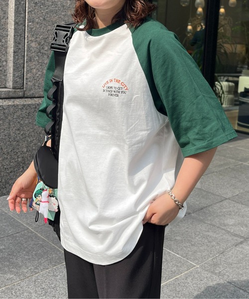 CPCM(シーピーシーエム)の「胸1ポイント刺繍ラグランT(Tシャツ/カットソー・メンズ・ブラック/レッド/グリーン・MEDIUM/LARGE)」の9枚目の写真