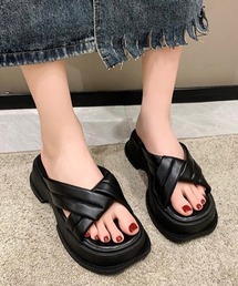 shopnikoniko | クロスベルト プラットフォーム 厚底サンダル(サンダル)