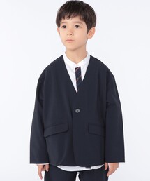 SHIPS KIDS:100～130cm /〈多機能〉ネイビー ノーラペル ジャケット