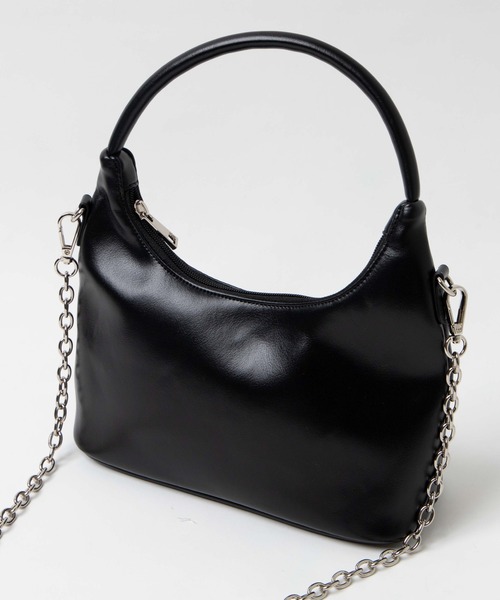 WEGO(ウィゴー)の「WEGO/ハーフムーンチェーンショルダー(ショルダーバッグ・レディース・シルバー/オレンジ/ブラック・FREE)」の5枚目の写真