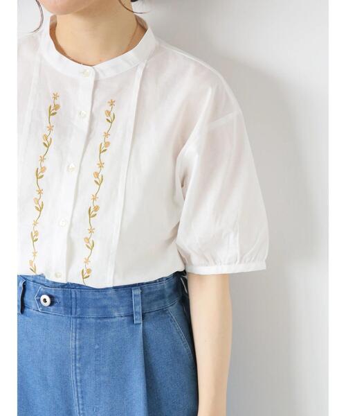 ehka sopo（エヘカソポ）の「◎バンドカラー刺繍ブラウス（シャツ/ブラウス・レディース・グリーン/ブラウン/オフホワイト/キナリ・F）」の5枚目の写真