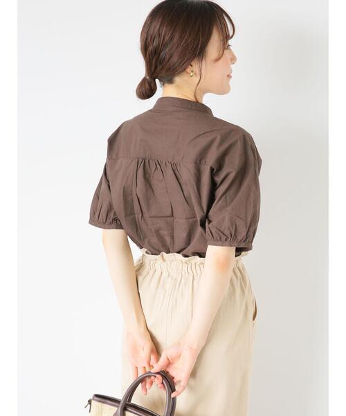 ehka sopo（エヘカソポ）の「◎バンドカラー刺繍ブラウス（シャツ/ブラウス・レディース・グリーン/ブラウン/オフホワイト/キナリ・F）」の7枚目の写真