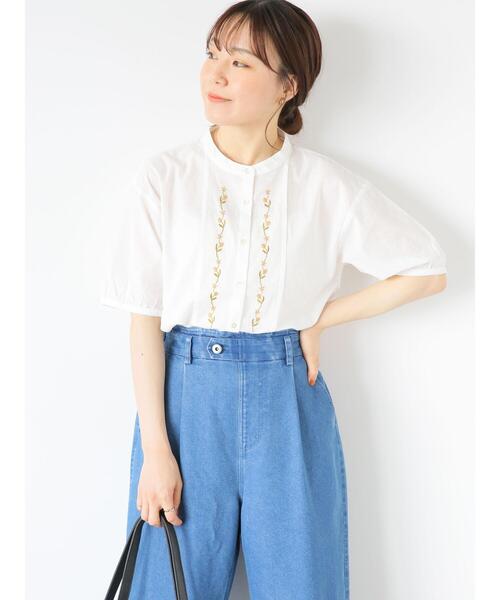 ehka sopo（エヘカソポ）の「◎バンドカラー刺繍ブラウス（シャツ/ブラウス・レディース・グリーン/ブラウン/オフホワイト/キナリ・F）」の12枚目の写真