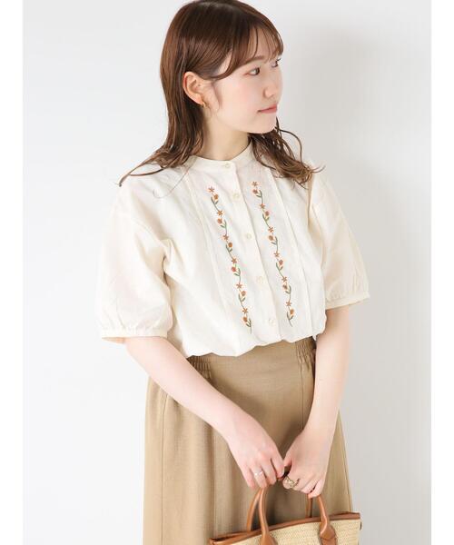 ehka sopo（エヘカソポ）の「◎バンドカラー刺繍ブラウス（シャツ/ブラウス・レディース・グリーン/ブラウン/オフホワイト/キナリ・F）」の20枚目の写真