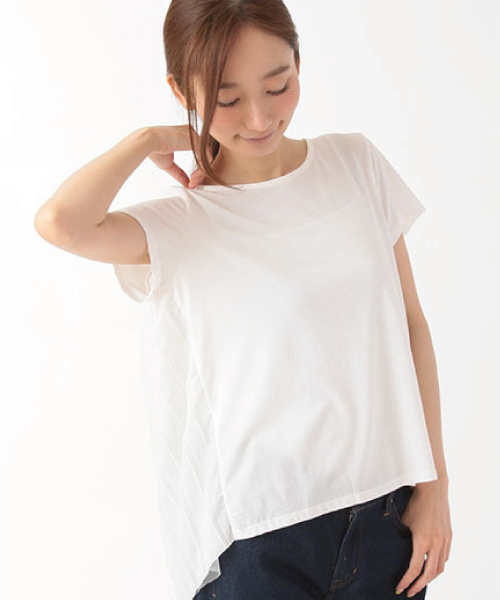 earth music&ecology（アースミュージックアンドエコロジー）の「バックシャンプリーツプルオーバー（Tシャツ/カットソー・レディース・オフホワイト/LT.Gray/ネイビー・FREE）」の2枚目の写真