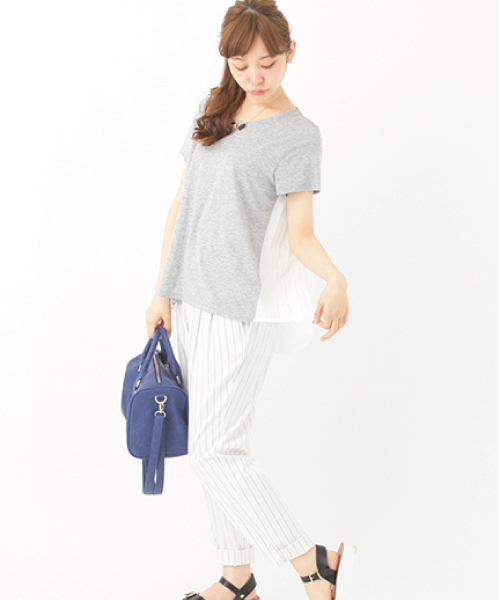 earth music&ecology（アースミュージックアンドエコロジー）の「バックシャンプリーツプルオーバー（Tシャツ/カットソー・レディース・オフホワイト/LT.Gray/ネイビー・FREE）」の17枚目の写真