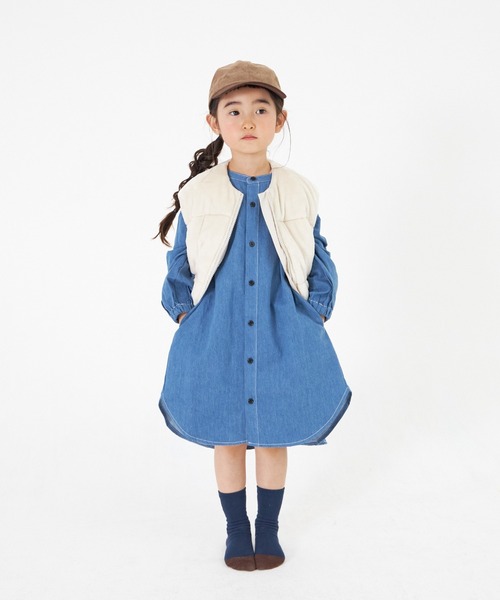 MAKE YOUR DAY(メイクユアデイ)の「シャツワンピース■80~140cm(シャツワンピース・キッズ・ブルー/ベージュ/ワインレッド・100/110/90/120/140/80/130)」の5枚目の写真