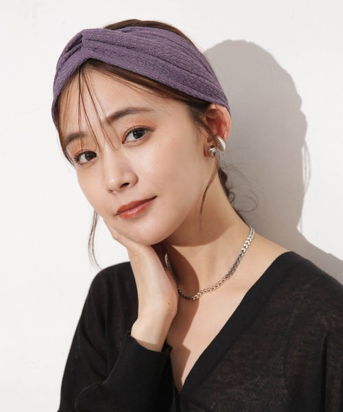 NANO universe(ナノユニバース)の「ジャガードクロスターバン(ヘアバンド・レディース・ブラック/ベージュ/パープル・FREE)」の3枚目の写真