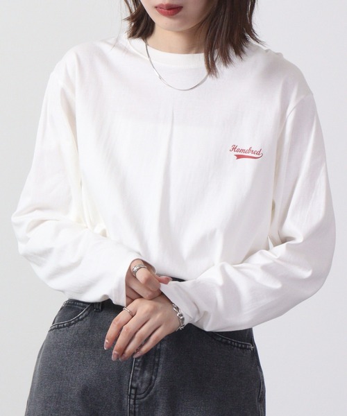 FUNALIVE（ファンアライブ）の「American casual print Ron T-shirt / アメカジプリントロンT 長袖 unisex（Tシャツ/カットソー・メンズ・カーキ/サックスブルー/ホワイト/ホワイト系2/チャコール/ベージュ系/ブラック/グリーン系/ブラック系2/ネイビー/グリーン/ブラック系1/ベージュ/ブラック系/グレー系/ホワイト系/チャコールグレー/ミント/杢グレー/ブラウン・XL/M/L）」の3枚目の写真