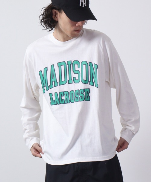 FUNALIVE（ファンアライブ）の「American casual print Ron T-shirt / アメカジプリントロンT 長袖 unisex（Tシャツ/カットソー・メンズ・カーキ/サックスブルー/ホワイト/ホワイト系2/チャコール/ベージュ系/ブラック/グリーン系/ブラック系2/ネイビー/グリーン/ブラック系1/ベージュ/ブラック系/グレー系/ホワイト系/チャコールグレー/ミント/杢グレー/ブラウン・XL/M/L）」の2枚目の写真