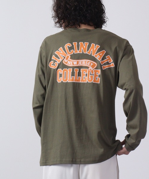 FUNALIVE（ファンアライブ）の「American casual print Ron T-shirt / アメカジプリントロンT 長袖 unisex（Tシャツ/カットソー・メンズ・カーキ/サックスブルー/ホワイト/ホワイト系2/チャコール/ベージュ系/ブラック/グリーン系/ブラック系2/ネイビー/グリーン/ブラック系1/ベージュ/ブラック系/グレー系/ホワイト系/チャコールグレー/ミント/杢グレー/ブラウン・XL/M/L）」の16枚目の写真