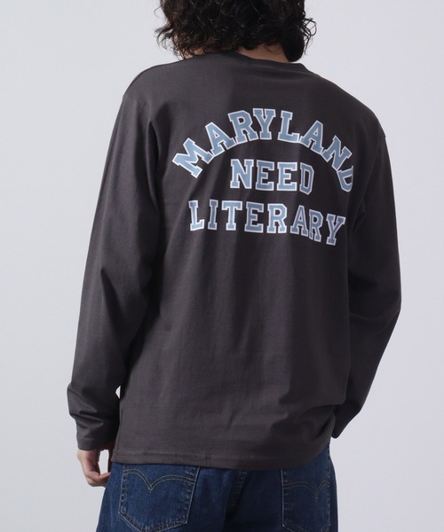 FUNALIVE（ファンアライブ）の「American casual print Ron T-shirt / アメカジプリントロンT 長袖 unisex（Tシャツ/カットソー・メンズ・カーキ/サックスブルー/ホワイト/ホワイト系2/チャコール/ベージュ系/ブラック/グリーン系/ブラック系2/ネイビー/グリーン/ブラック系1/ベージュ/ブラック系/グレー系/ホワイト系/チャコールグレー/ミント/杢グレー/ブラウン・XL/M/L）」の9枚目の写真