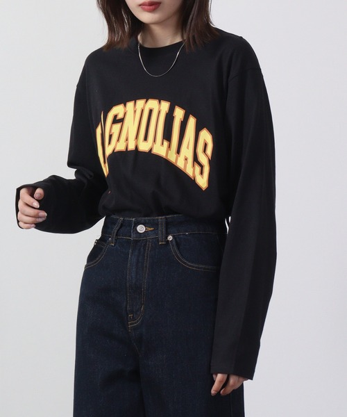 FUNALIVE（ファンアライブ）の「American casual print Ron T-shirt / アメカジプリントロンT 長袖 unisex（Tシャツ/カットソー・メンズ・カーキ/サックスブルー/ホワイト/ホワイト系2/チャコール/ベージュ系/ブラック/グリーン系/ブラック系2/ネイビー/グリーン/ブラック系1/ベージュ/ブラック系/グレー系/ホワイト系/チャコールグレー/ミント/杢グレー/ブラウン・XL/M/L）」の5枚目の写真