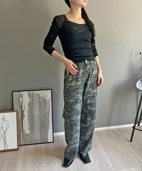 Jewelobe(ジュエローブ)の「セミシアータンクトップ&ロングスリーブトップスセットアップ(Tシャツ/カットソー・レディース・ホワイト/ブラック/カーキ・FREE)」の6枚目の写真