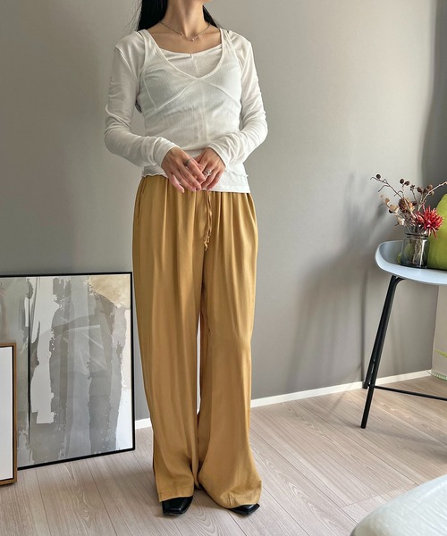 Jewelobe(ジュエローブ)の「セミシアータンクトップ&ロングスリーブトップスセットアップ(Tシャツ/カットソー・レディース・ホワイト/ブラック/カーキ・FREE)」の15枚目の写真