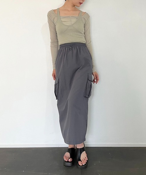Jewelobe(ジュエローブ)の「セミシアータンクトップ&ロングスリーブトップスセットアップ(Tシャツ/カットソー・レディース・ホワイト/ブラック/カーキ・FREE)」の22枚目の写真