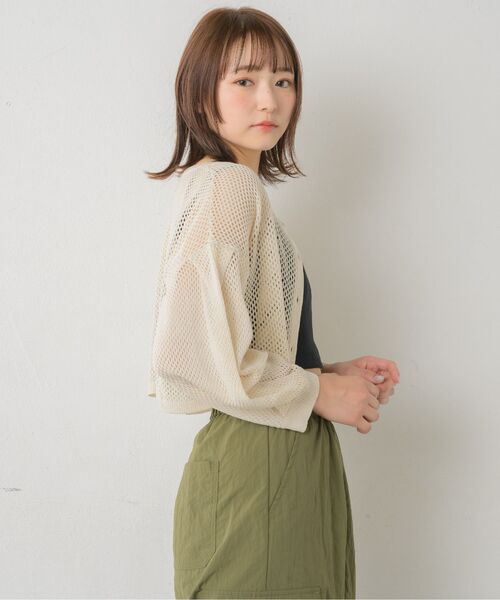 RETRO GIRL(レトロガール)の「2WAY袖ボリュームメッシュカーデ(ニット/セーター・レディース・ブラック/オフホワイト/オレンジ/ブルー・FREE)」の10枚目の写真