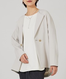 qualite | 【セットアップ対応】ダブルクロスフォルムジャケット(ノーカラージャケット)