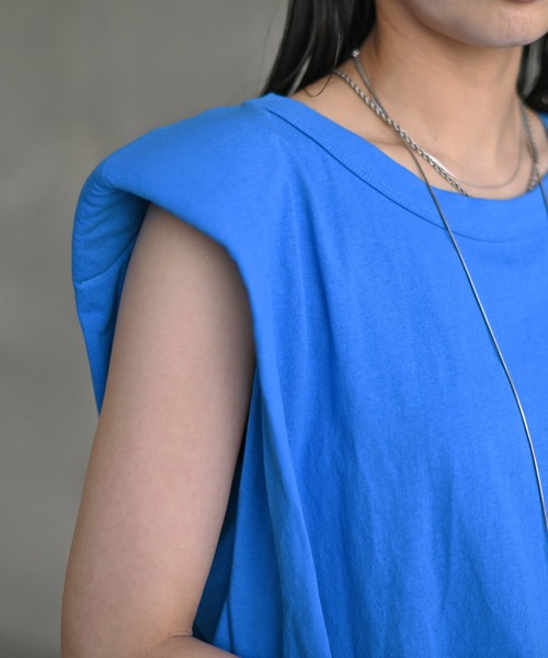 Marient(マリエント)の「ショルダーパッドTEE/Tシャツ(Tシャツ/カットソー・レディース・ブルー/ホワイト/グリーン・FREE)」の4枚目の写真