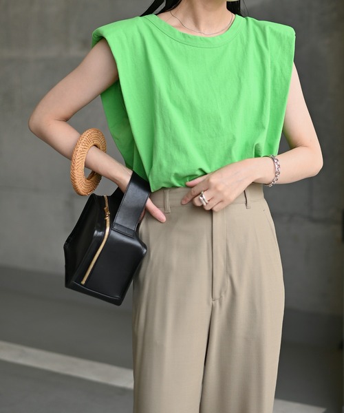 Marient(マリエント)の「ショルダーパッドTEE/Tシャツ(Tシャツ/カットソー・レディース・ブルー/ホワイト/グリーン・FREE)」の9枚目の写真