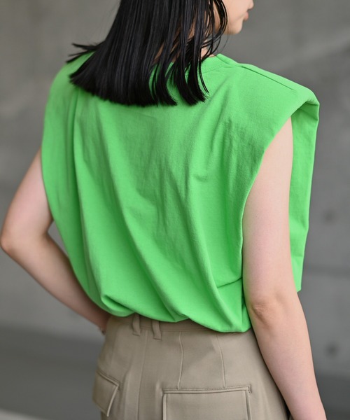 Marient(マリエント)の「ショルダーパッドTEE/Tシャツ(Tシャツ/カットソー・レディース・ブルー/ホワイト/グリーン・FREE)」の10枚目の写真