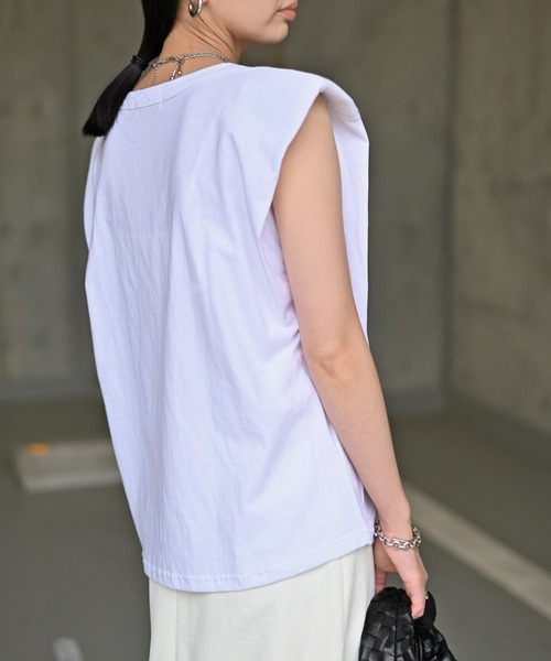 Marient(マリエント)の「ショルダーパッドTEE/Tシャツ(Tシャツ/カットソー・レディース・ブルー/ホワイト/グリーン・FREE)」の17枚目の写真