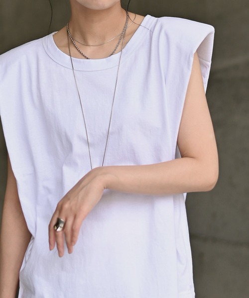 Marient(マリエント)の「ショルダーパッドTEE/Tシャツ(Tシャツ/カットソー・レディース・ブルー/ホワイト/グリーン・FREE)」の18枚目の写真