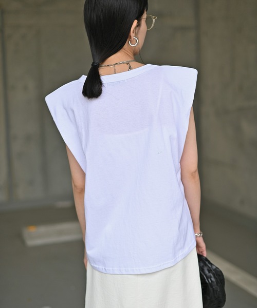 Marient(マリエント)の「ショルダーパッドTEE/Tシャツ(Tシャツ/カットソー・レディース・ブルー/ホワイト/グリーン・FREE)」の19枚目の写真