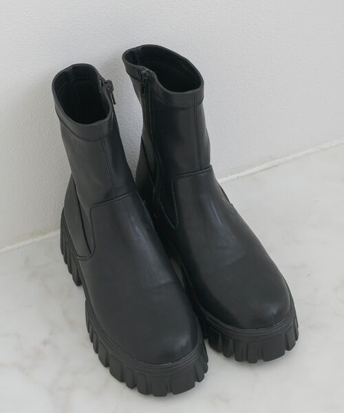 ems excite(エムズエキサイト)の「厚底ストレッチブーツ(ブーツ・レディース・ブラウン/ブラック・MEDIUM/LARGE)」の4枚目の写真