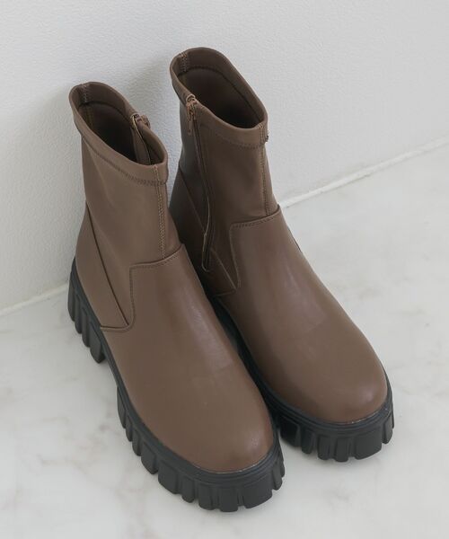 ems excite(エムズエキサイト)の「厚底ストレッチブーツ(ブーツ・レディース・ブラウン/ブラック・MEDIUM/LARGE)」の5枚目の写真