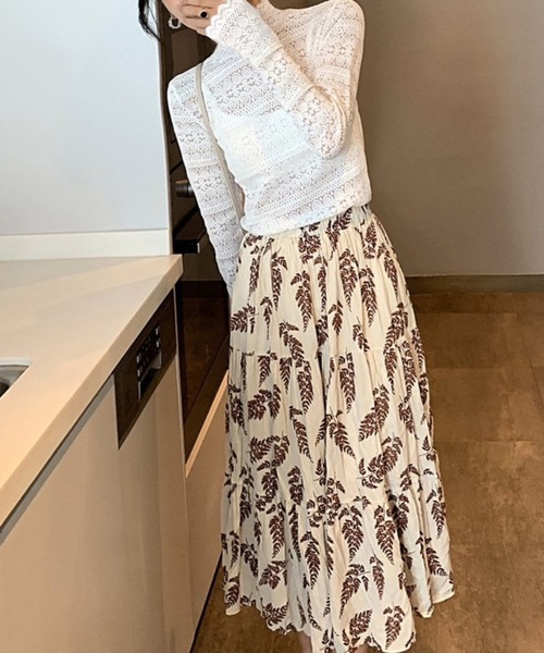Chaco closet(チャコ クローゼット)の「ボトルネックスカラップレースシアープルオーバー(Tシャツ/カットソー・レディース・アイボリー/ブラック/ホワイト・FREE)」の7枚目の写真
