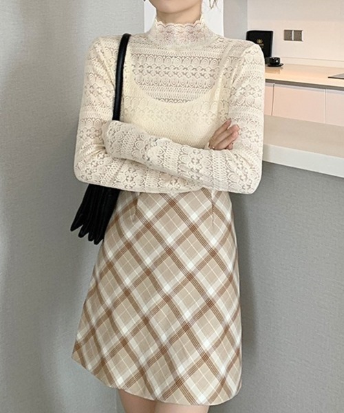Chaco closet(チャコ クローゼット)の「ボトルネックスカラップレースシアープルオーバー(Tシャツ/カットソー・レディース・アイボリー/ブラック/ホワイト・FREE)」の12枚目の写真