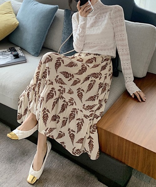 Chaco closet(チャコ クローゼット)の「ボトルネックスカラップレースシアープルオーバー(Tシャツ/カットソー・レディース・アイボリー/ブラック/ホワイト・FREE)」の8枚目の写真