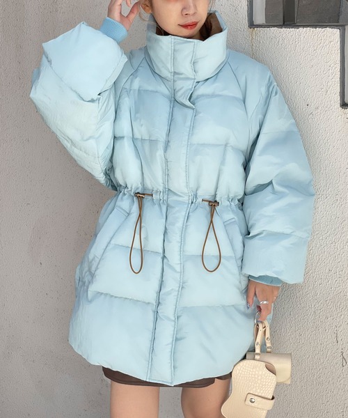 CIAOPANIC(チャオパニック)の「ドロスト中綿ダウンジャケット(ダウンジャケット/コート・レディース・サックスブルー/ホワイト/ピンク・FREE)」の10枚目の写真