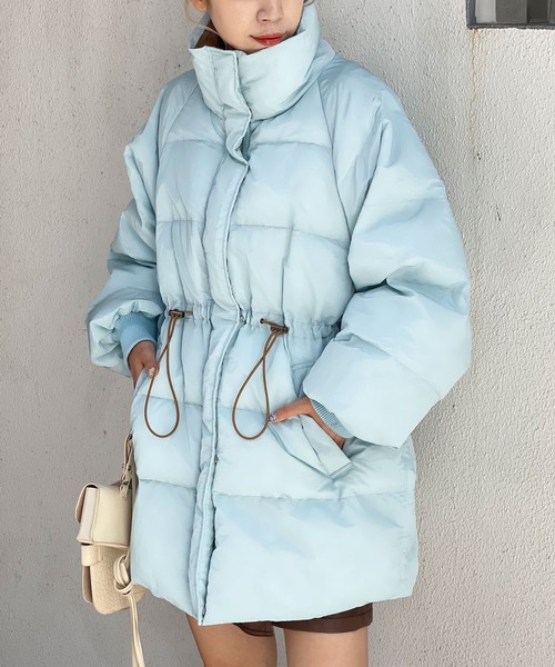 CIAOPANIC(チャオパニック)の「ドロスト中綿ダウンジャケット(ダウンジャケット/コート・レディース・サックスブルー/ホワイト/ピンク・FREE)」の7枚目の写真