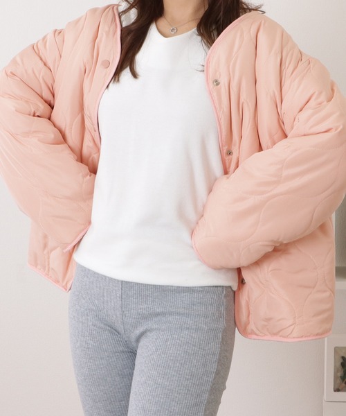 セール】リバーシブルノーカラーキルティングジャケット（ノー