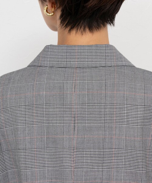 セール】グレンチェックショートジャケット（テーラードジャケット
