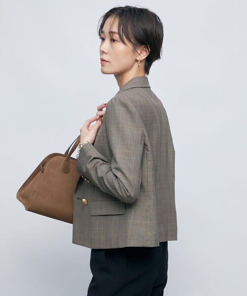 セール】グレンチェックショートジャケット（テーラードジャケット