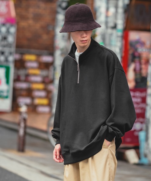 SIDEWAY STANCE(サイドウェイスタンス)の「【SIDEWAY STANCE】ハーフジップ スウェット トレーナー(スウェット・メンズ・ブラック/杢グレー/ブルー/ホワイト・X-LARGE/LARGE/MEDIUM)」の9枚目の写真