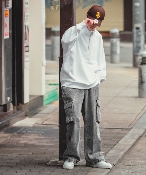 SIDEWAY STANCE(サイドウェイスタンス)の「【SIDEWAY STANCE】ハーフジップ スウェット トレーナー(スウェット・メンズ・ブラック/杢グレー/ブルー/ホワイト・X-LARGE/LARGE/MEDIUM)」の7枚目の写真
