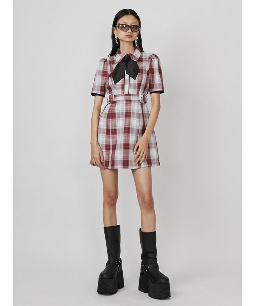 パメオポーズPAMEOPOSE 赤チェックワンピース