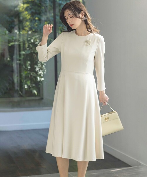 【新品未使用】組曲　コンフォータブルドレープ フレアワンピース Sサイズ セール】【KUMIKYOKU NAVY】コンフォータブルドレープ フレア