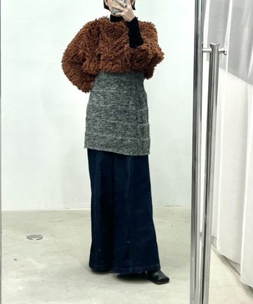 chuclla（チュクラ）の「ウール混 格子柄 ミニ丈ニットスカート chw23a091（スカート・レディース・ライトグレー/ダークグレー・FREE）」の20枚目の写真