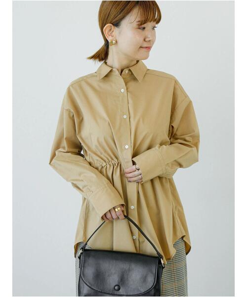 Lugnoncure（ルノンキュール）の「ドロストレギュラーシャツ（シャツ/ブラウス・レディース・ベージュ/オフホワイト/ネイビー・F）」の2枚目の写真