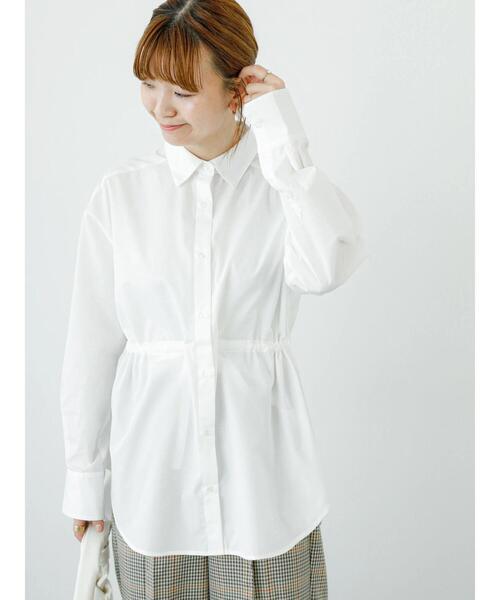 Lugnoncure（ルノンキュール）の「ドロストレギュラーシャツ（シャツ/ブラウス・レディース・ベージュ/オフホワイト/ネイビー・F）」の4枚目の写真